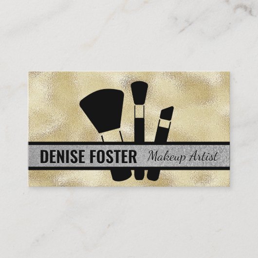 Carte De Visite Brosses de maquillage | Shimmer à huile d'or (Devant)