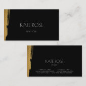 Carte De Visite Brosses d'or noir Abstrait Glam contemporain (Devant / Derrière)