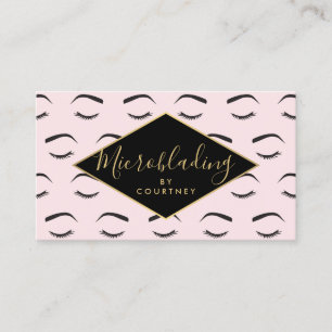 Carte De Visite Brosses et éclats Microblading Pink/Black/Gold