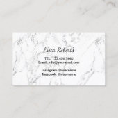 Carte De Visite Brosses maquillage Artiste Gold Script Marbre élég (Dos)