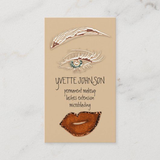 Carte De Visite Brosses maquillage QRCode Logo Lèvres roses Vert E (Devant)