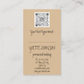 Carte De Visite Brosses maquillage QRCode Logo Lèvres roses Vert E (Dos)