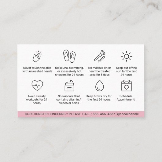 Carte De Visite Brosses roses noires - Instructions pour les pouss (Dos)