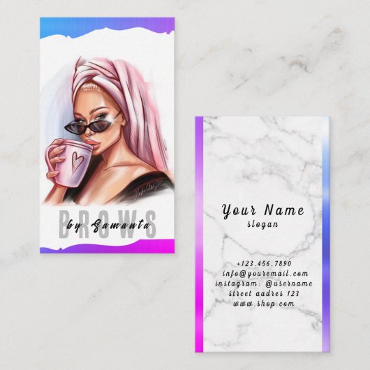 Carte De Visite Brosses ULM Microblading Henna Salon (Devant / Derrière)