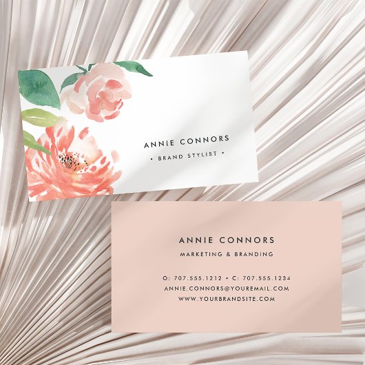 Carte De Visite Brouillard Peony | Aquarelle florale