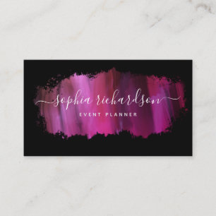 Carte De Visite Brouillon Chic Faux rose sur noir