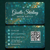 Carte De Visite Brow Artist Green QR Code