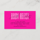 Carte De Visite Brow artist modern typography script neon pink (Dos)