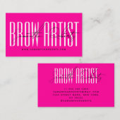 Carte De Visite Brow artist modern typography script neon pink (Devant / Derrière)