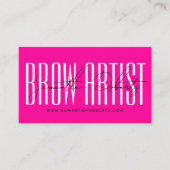 Carte De Visite Brow artist modern typography script neon pink (Devant)