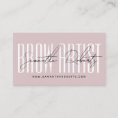 Carte De Visite Brow artist modern typography script neutral pink (Devant)