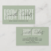 Carte De Visite Brow artist modern typography script sage green (Devant / Derrière)