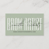 Carte De Visite Brow artist modern typography script sage green (Devant)