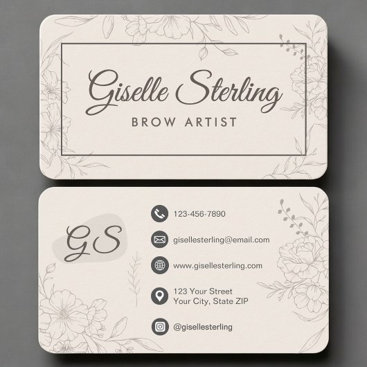 Carte De Visite Brow Artist Neutral Floral