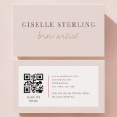 Carte De Visite Brow Artist QR Code Blush Pink 