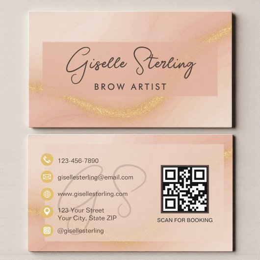 Carte De Visite Brow Artist Watercolor QR Code