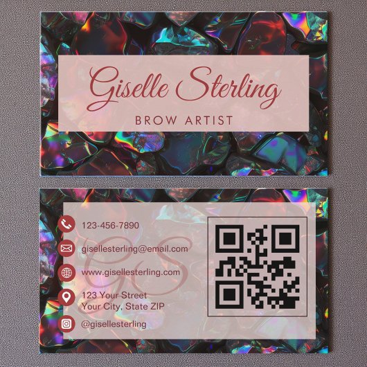 Carte De Visite Brow Artiste Black Opal Gemstone QR Code