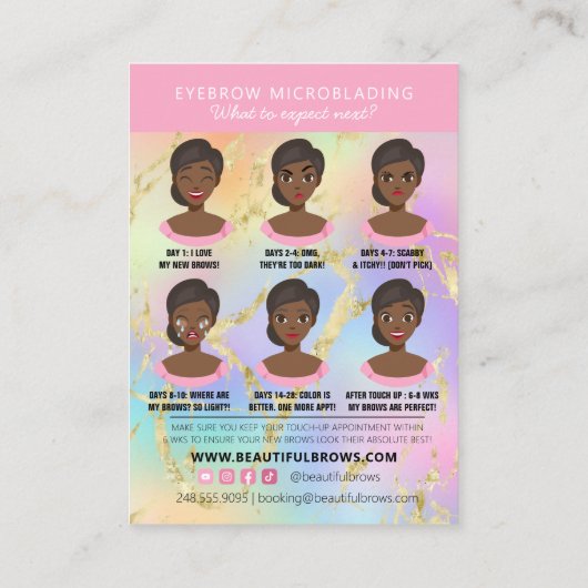 Carte De Visite Brow Microblading Aftercare & Nomination Marble  (Dos)