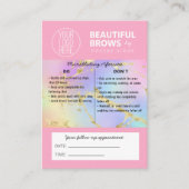 Carte De Visite Brow Microblading Aftercare & Rendez-vous Marbre B (Devant)