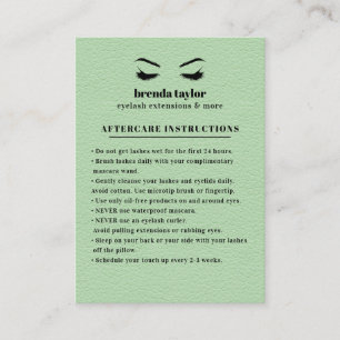 Carte De Visite Browbar GREEN Suede Eyelash Instructions pour les 
