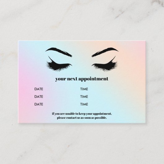 Carte De Visite Browbar Holographique glamour Eyelash Luxe (Devant)