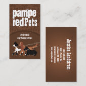 Carte De Visite Brown animal assis chien marchant marcheur marcheu (Devant / Derrière)