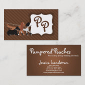 Carte De Visite Brown animal assis chien marchant marcheur marcheu (Devant / Derrière)