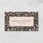 Carte De Visite Brown Beige Rust Terrazzo Pattern Interior Design (Devant)
