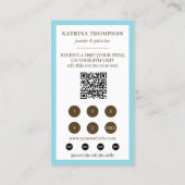 Carte De Visite Brown Blue Stripes Bakery Logo Loyalty Punch (Dos)