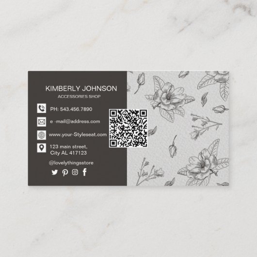Carte de visite Brown botanique moderne (Dos)