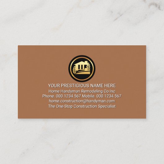 Carte De Visite Brown Building Frame With Handyman Tools (Dos)