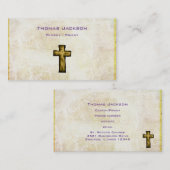 Carte De Visite Brown Croix en bois chrétien Religieux (Devant / Derrière)