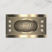 Carte De Visite Brown d'or luxueux avec strass Stones & Initiales (Devant)