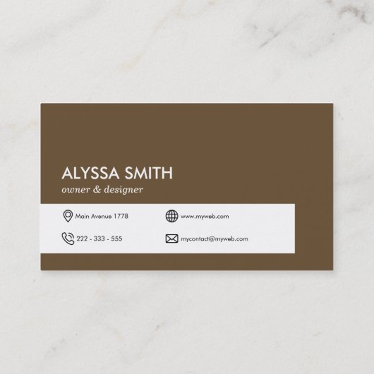 Carte De Visite Brown Elegant Simple Personalized Custom Simple (Dos)