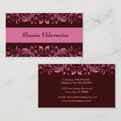 Carte de visite Brown et rose Damas (Devant / Derrière)