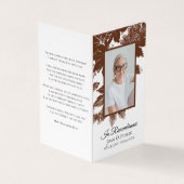 Carte De Visite Brown Fall Leaves Funeral Service Memorial Prière (Extérieur)