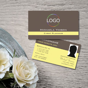 Carte De Visite Brown foncé jaune clair avec logo et photo chic