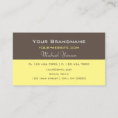 Carte De Visite Brown foncé Jaune simple Chic Professionnel (Dos)