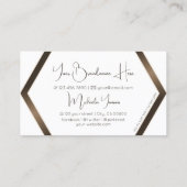 Carte De Visite Brown géométrique blanc moderne avec Monogramme (Dos)