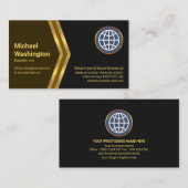 Carte De Visite Brown Gold Flèches Gold Globe Import Export (Devant / Derrière)