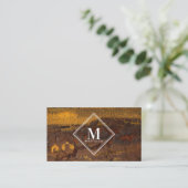 Carte De Visite Brown Gold Rust Metallic Texture Monogram Initial (Debout devant)