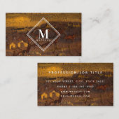 Carte De Visite Brown Gold Rust Metallic Texture Monogram Initial (Devant / Derrière)