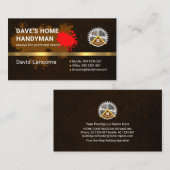 Carte De Visite Brown Grunge Paint Splatter Gold Hammer (Devant / Derrière)