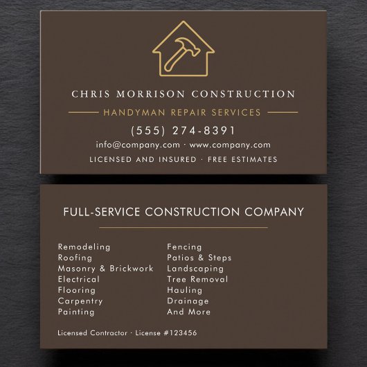 Carte De Visite Brown Handyman Construction