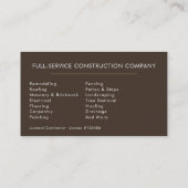 Carte De Visite Brown Handyman Construction (Dos)