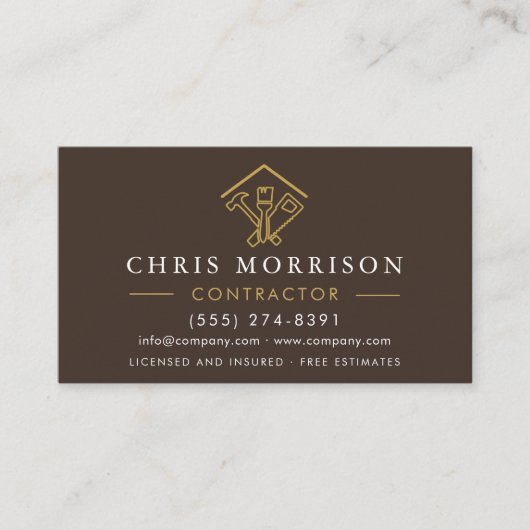 Carte De Visite Brown Home Repairs Contractor QR Code (Devant)