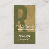 Carte de visite Brown kaki vert de médecin de (Dos)