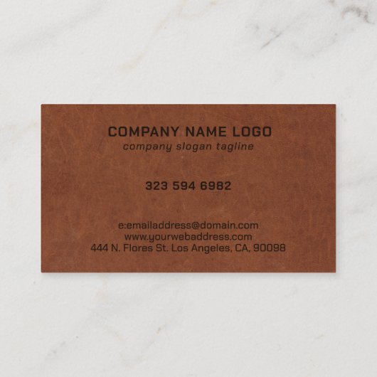 Carte De Visite Brown Leather Texture Custom Text (Dos)