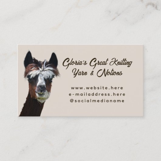 Carte De Visite Brown Llama Knitting  (Devant)