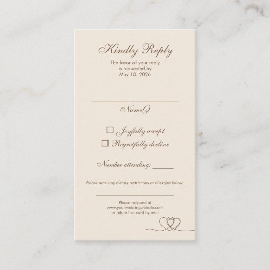 Carte De Visite Brown Modern Mix and Match Wedding RSVP Card (Devant)